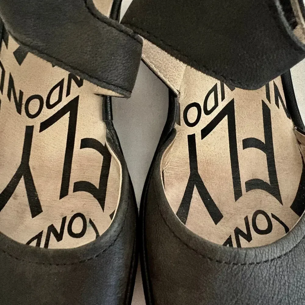 Fly London Piat Nubuck Leather Mary Jane Wedge Shoes w/ Ankle Strap Retro 39